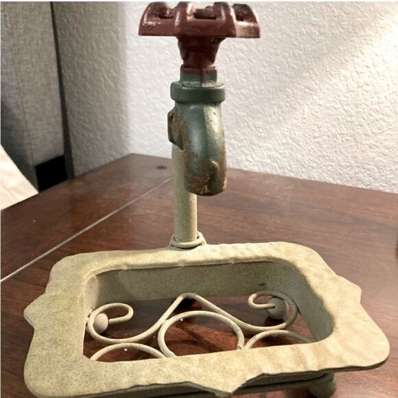 Vintage‎ Rustic Bar Soap Kitchen Sink Sponge Holder, Dish Spigot Water Faucet - Picture 2 of 5